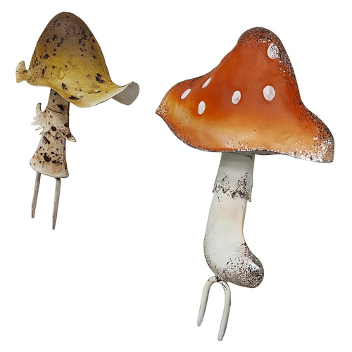 2 Piece Mushroom Garden Statue Set