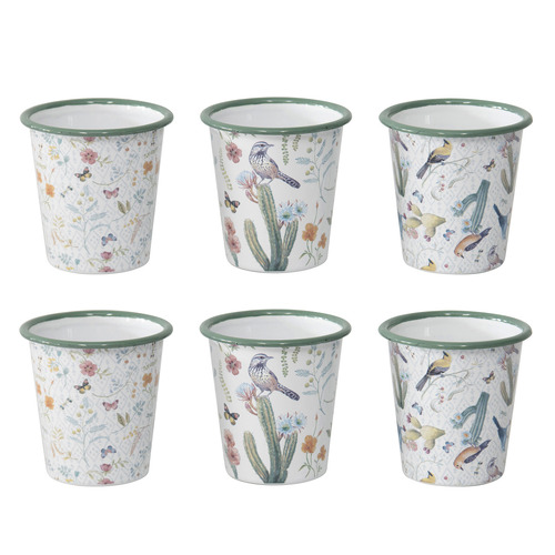 6 Piece Birds & Butterflies Iron Planter Set