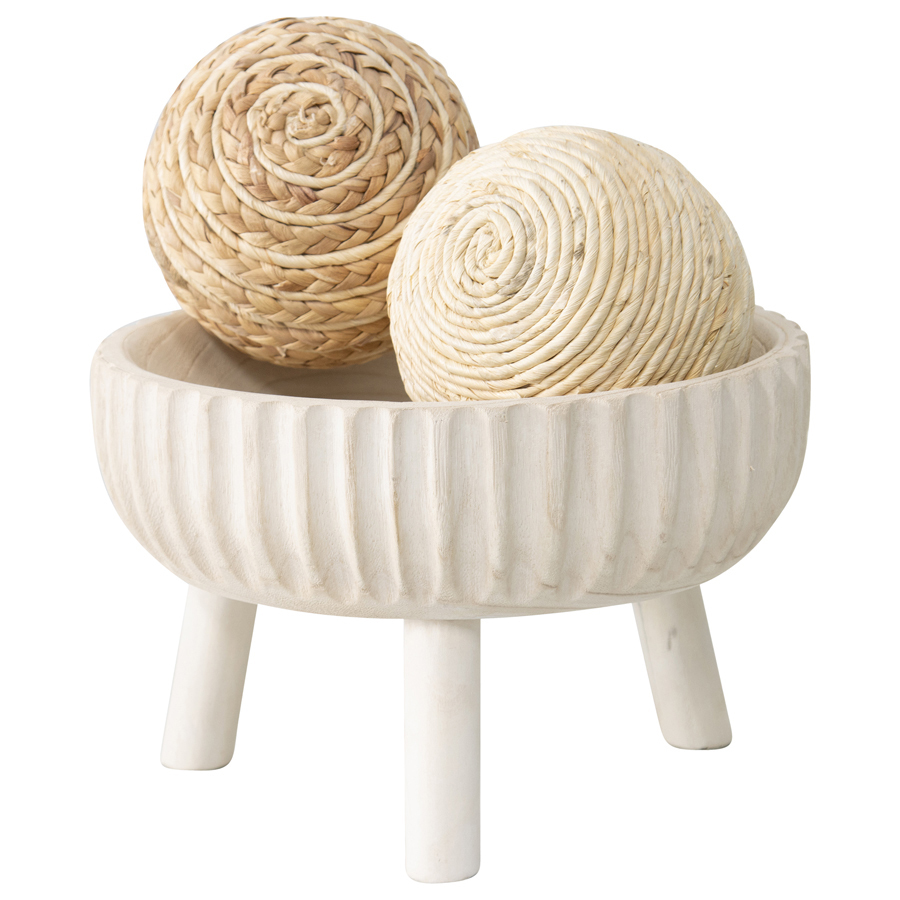 3-Legged Paulownia Wood Decorative Bowl