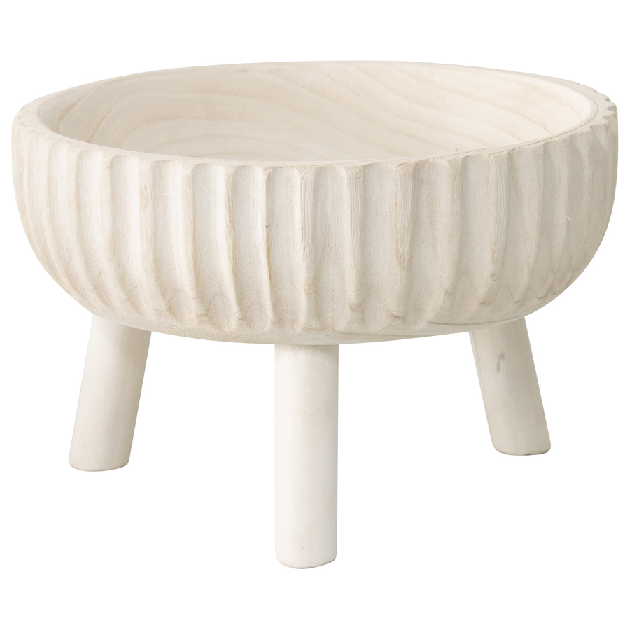 3-Legged Paulownia Wood Decorative Bowl