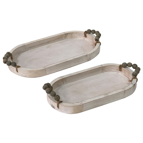 2 Piece Rustic Decorative Tray Set Temple & ster