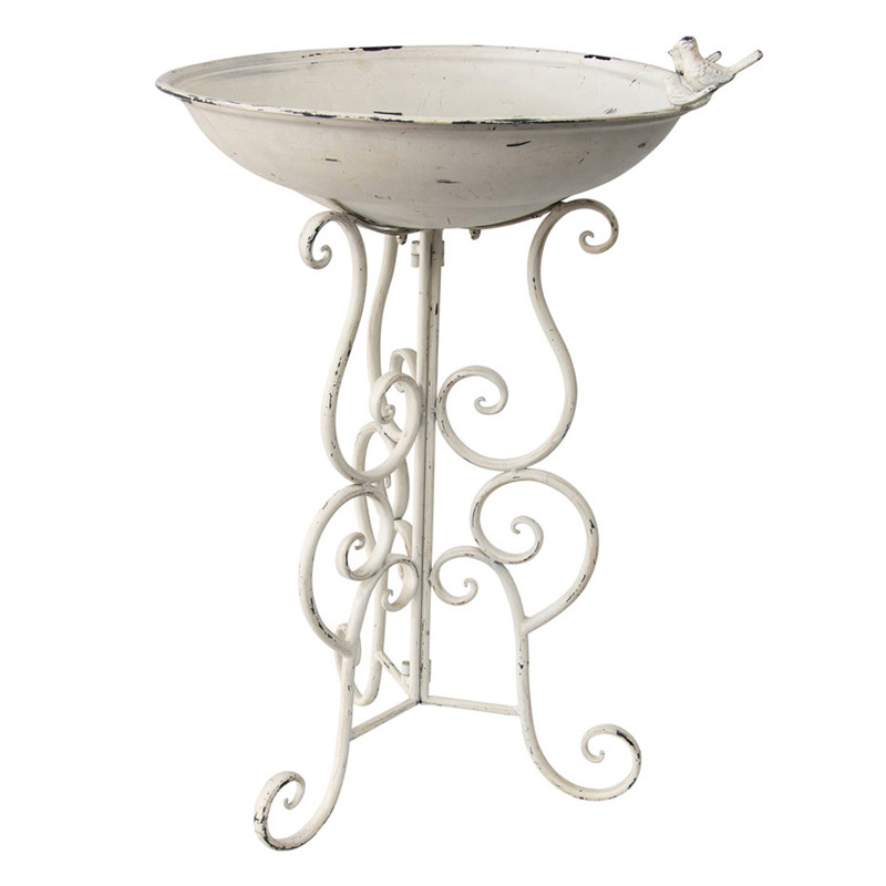 Ornate Metal Bird Bath on Stand