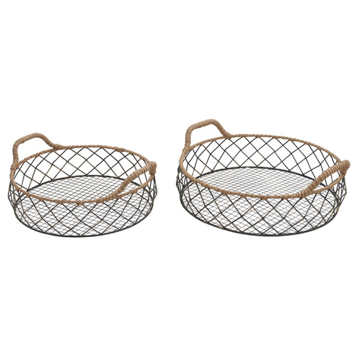 2 Piece Lorena Basket Tray Set