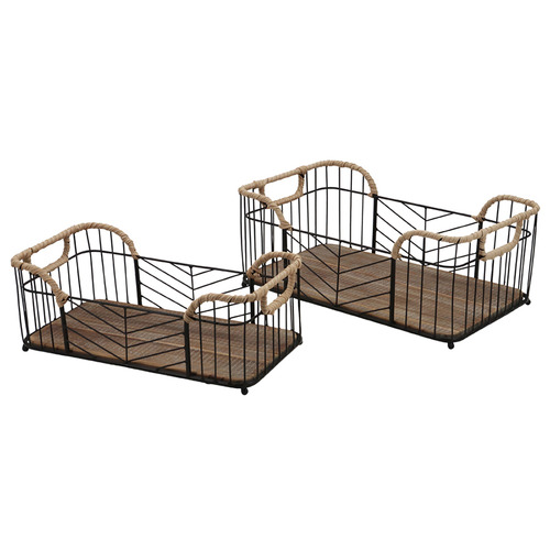 2 Piece Aleida Basket Tray Set