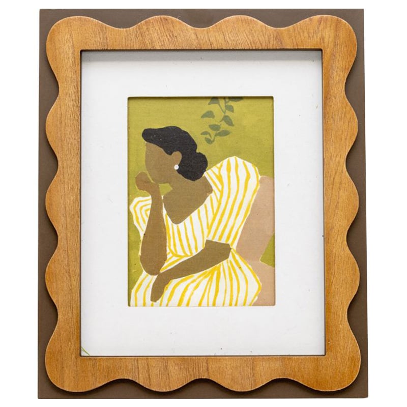 Sitting Lady in Striped Dress Wall Art