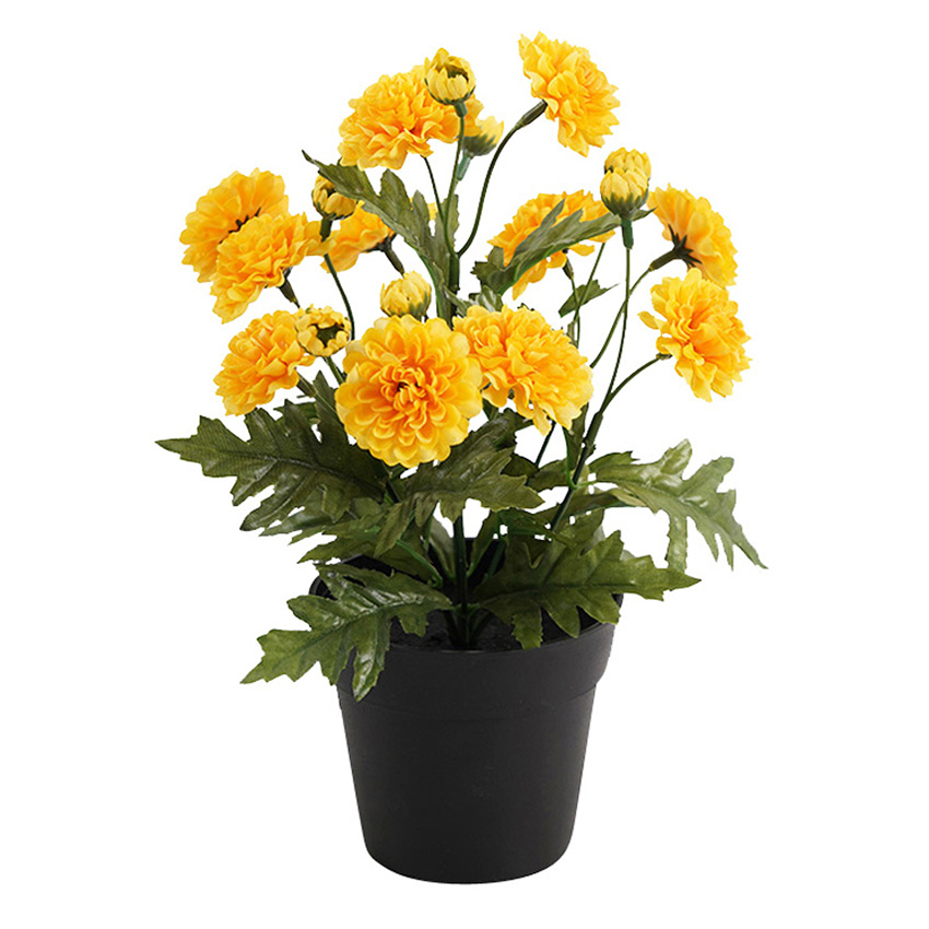 27cm Potted Faux Yellow Chrysanthemum