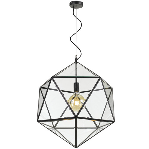Black Lazlo Iron & Glass Pendant Light
