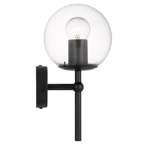 Black Ria 1 Light Metal & Glass Wall Lamp