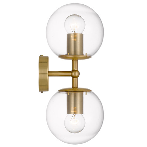 Antique Gold Ria 2 Light Metal & Glass Wall Lamp