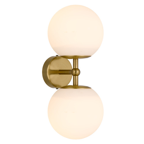 Antique Gold Ria 2 Light Metal & Glass Wall Lamp