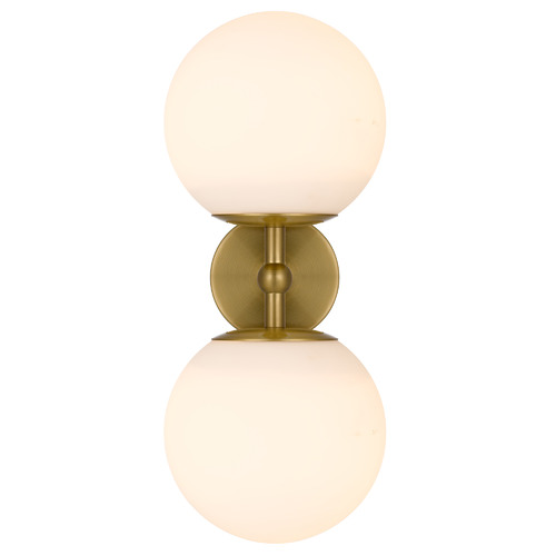 Antique Gold Ria 2 Light Metal & Glass Wall Lamp