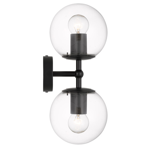 Black Ria 2 Light Metal & Glass Wall Lamp