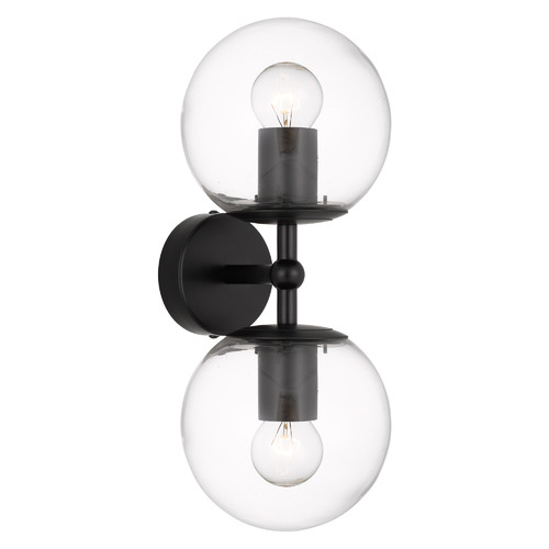 Black Ria 2 Light Metal & Glass Wall Lamp