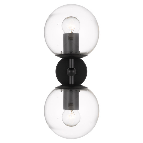 Black Ria 2 Light Metal & Glass Wall Lamp