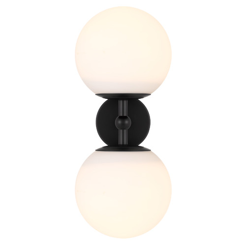 Black Ria 2 Light Metal & Glass Wall Lamp