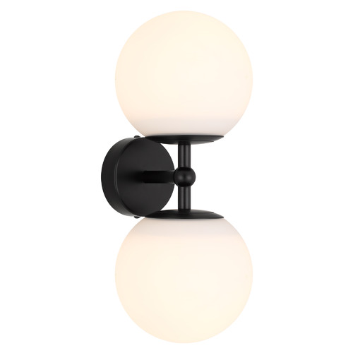 Black Ria 2 Light Metal & Glass Wall Lamp
