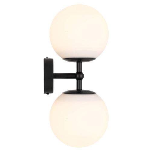 Black Ria 2 Light Metal & Glass Wall Lamp