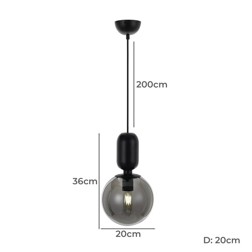 Black Kade Metal & Glass Pendant Light