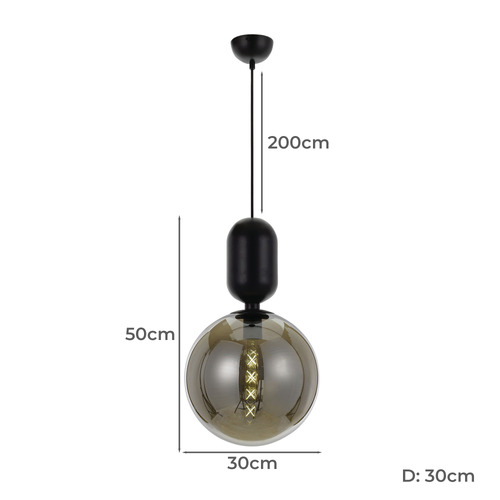 Black Kade Metal & Glass Pendant Light