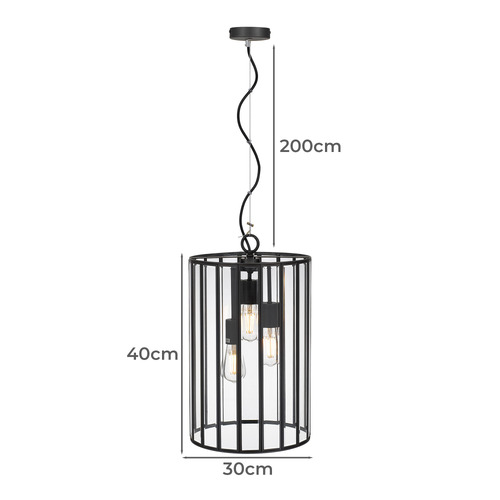 Vezni 3 Light Metal & Glass Pendant