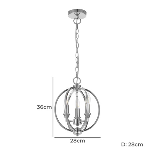 Kendall 3 Light Metal Pendant