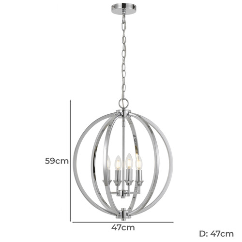 Kendall 4 Light Metal Pendant