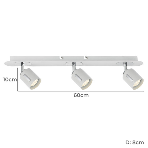 White Burton 3 Light Metal Spotlight