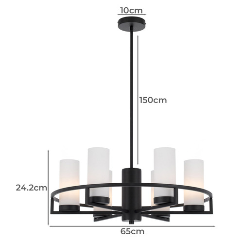 Cassius 6 Light Metal & Glass Pendant