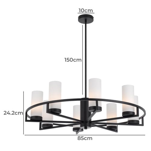 Cassius 8 Light Metal & Glass Pendant