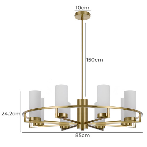 Cassius 8 Light Metal & Glass Pendant
