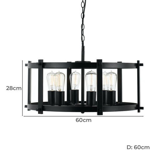 Black Finley 6 Light Metal Pendant