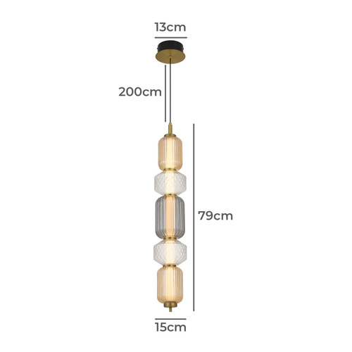 Brass Altos Vertical 5 Light LED Pendant