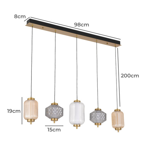 Brass Altos 5 Light LED Pendant