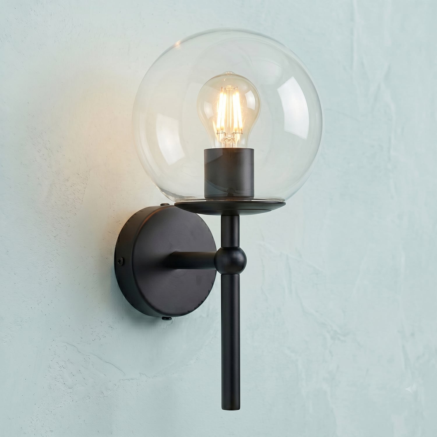 Breyer Black Metal & Glass Wall Light