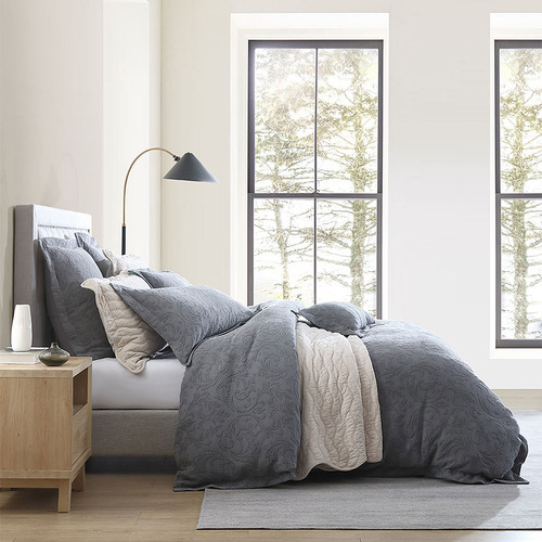 Charcoal Marbella Cotton Quilt Cover Set