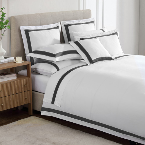 Charcoal Bentley 600TC Cotton Sateen Quilt Cover Set