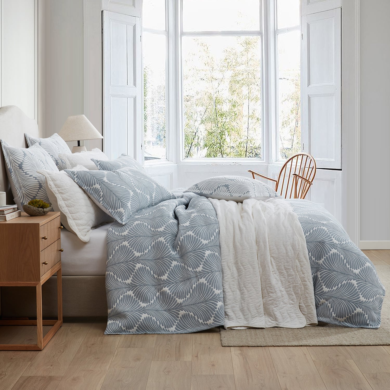 Chambray Monsera Jacquard Quilt Cover Set