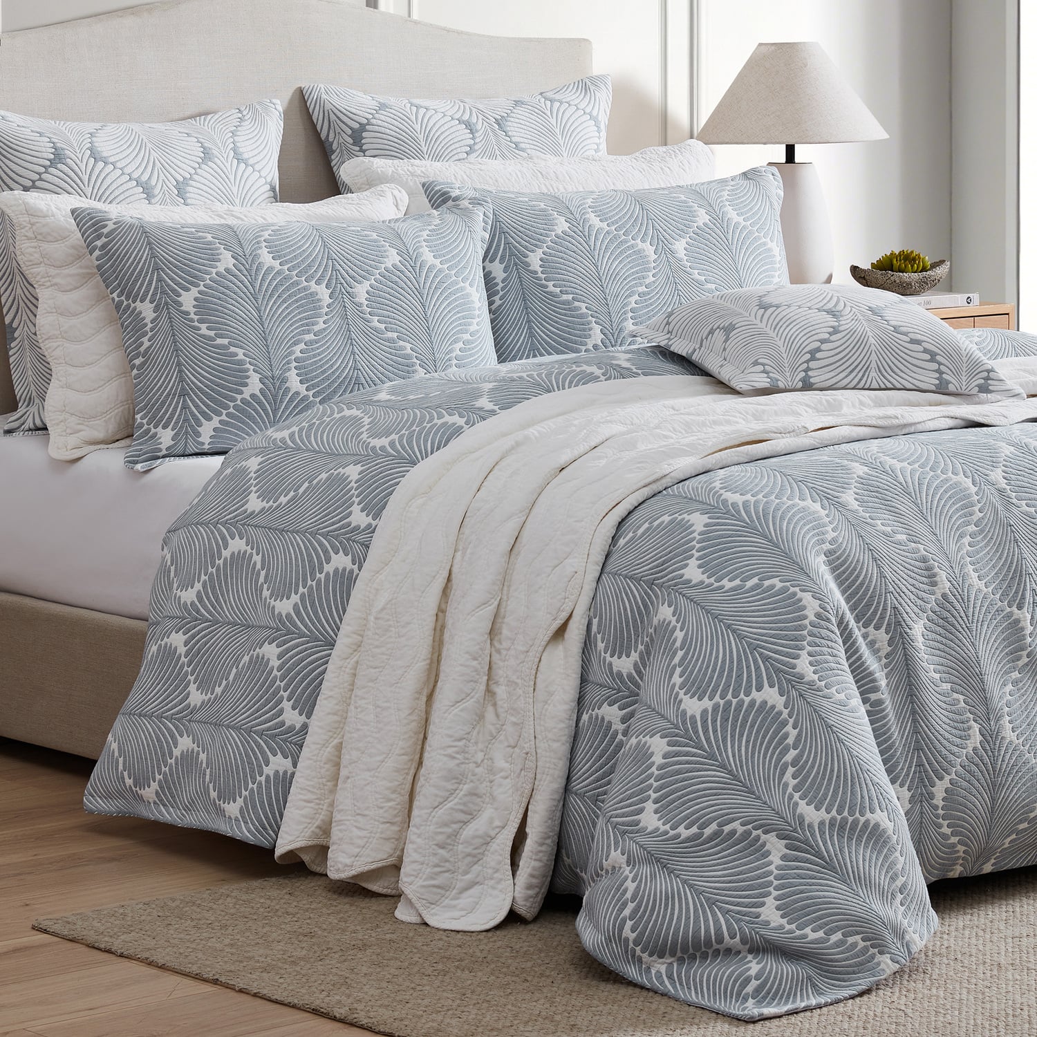 Chambray Monsera Jacquard Quilt Cover Set