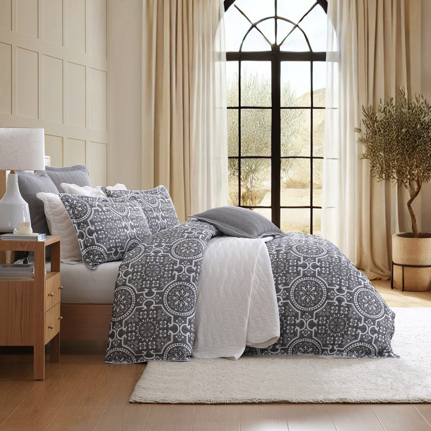 Charcoal Mayfair Jacquard Quilt Cover Set