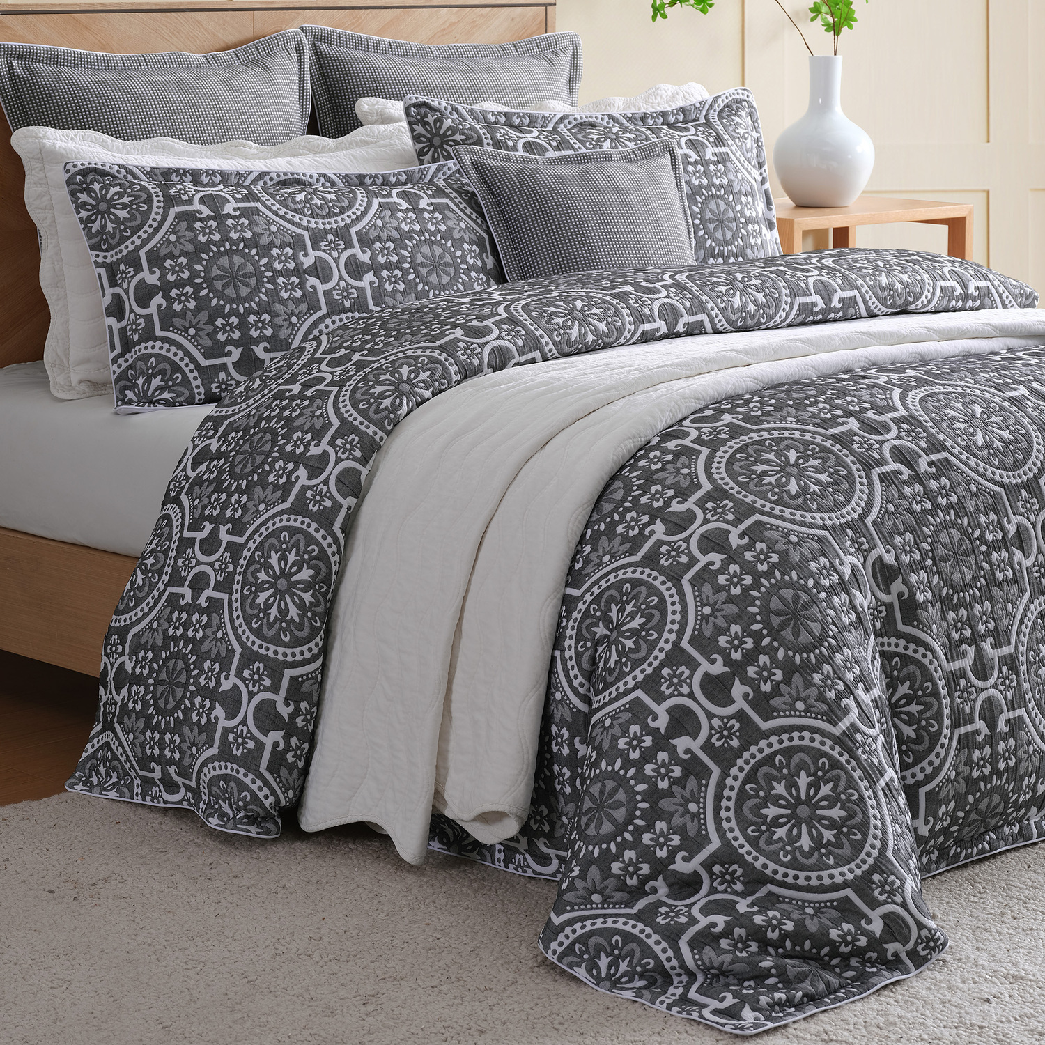 Charcoal Mayfair Jacquard Quilt Cover Set