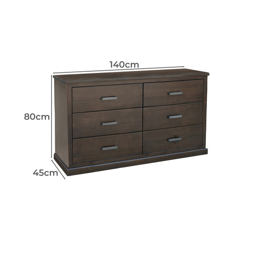Romero 6 Drawer Pine Wood Chest