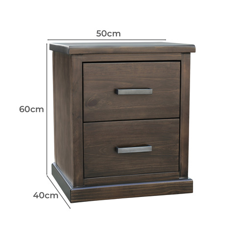 Romero 2 Drawer Pine Wood Bedside Table