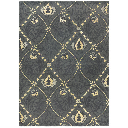 Black Trellis Hand-Tufted Wool-Blend Rug