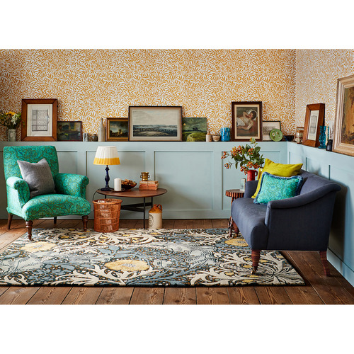Teal Seaweed Hand-Tufted Wool-Blend Rug