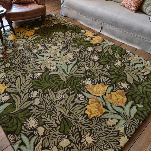 Vine Green Bower Hand-Tufted Pure New Wool Rug