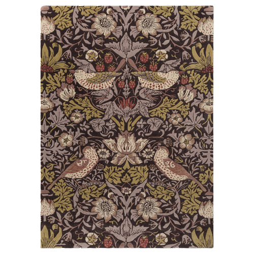 Grape Strawberry Thief Hand-Tufted Pure New Wool Rug