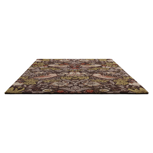 Grape Strawberry Thief Hand-Tufted Pure New Wool Rug