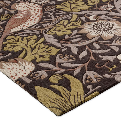 Grape Strawberry Thief Hand-Tufted Pure New Wool Rug