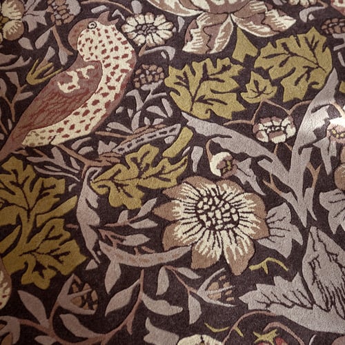 Grape Strawberry Thief Hand-Tufted Pure New Wool Rug