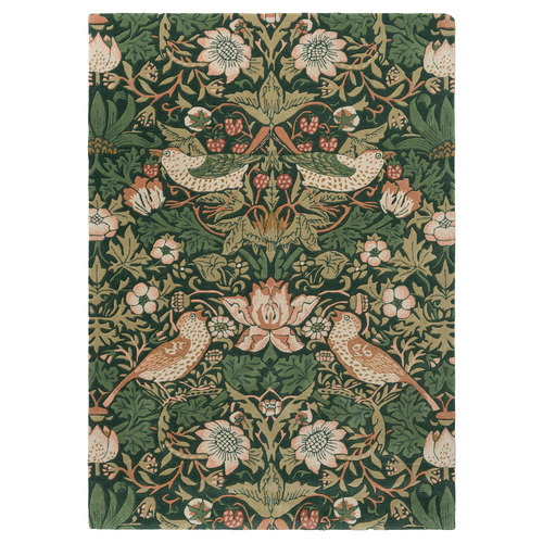 Forest Strawberry Thief Hand-Tufted Pure New Wool Rug